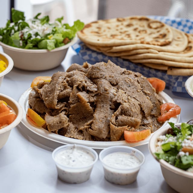 Triple Gyro Plate with French Fries or Rice.